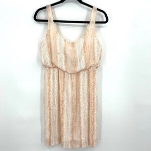 LOVESTITCH Cream Blush Pink Sequin Sleeveless Mini Dress Size Medium